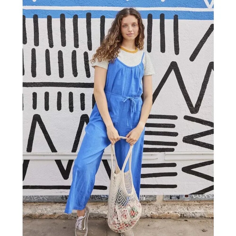 Toad&Co Blue Hemp Blend Wide Leg Jumpsuit XS